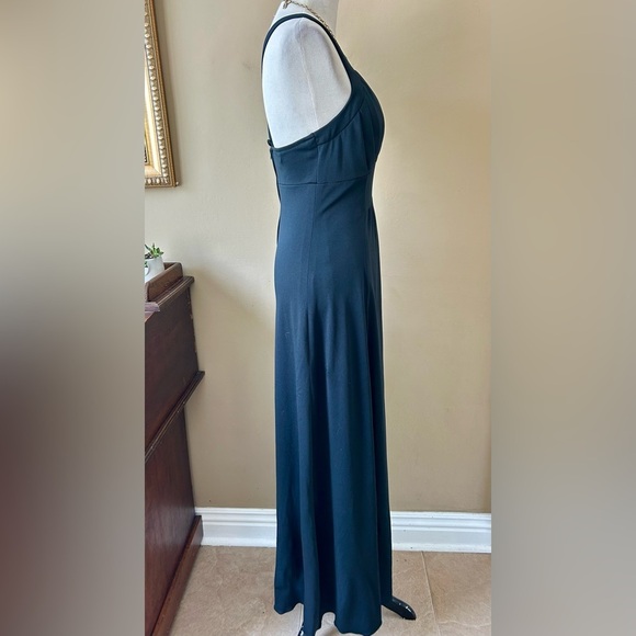 Vintage 1970s 70s Ursula of Switzerland Black Maxi Dress Disco Sleeveless Size M - Picture 6 of 12